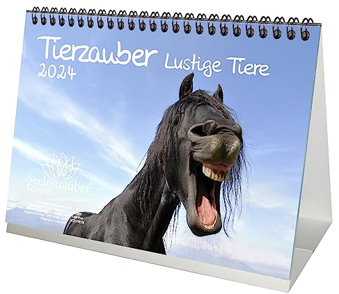Tierzauber lustige Tiere DIN A5 Tischkalender für 2024 Lustige Momente mit Tieren - Seelenzauber