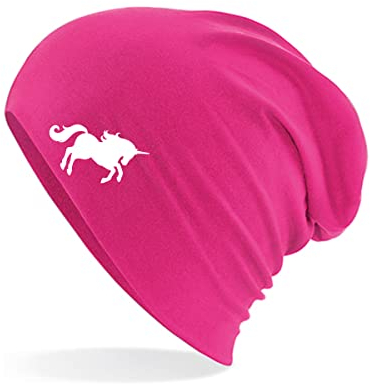 Huuraa Wintermütze Einhorn Silhouette Geschenk Fuchsia Einhorn Geschenkidee