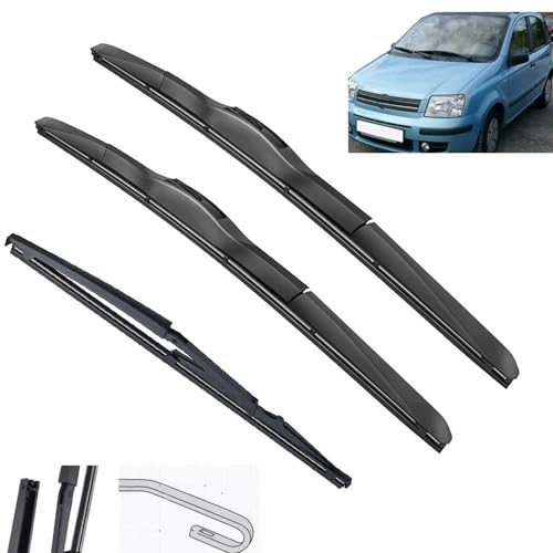 Autopixl Scheibenwischer vorne und hinten, kompatibel mit Fiat Panda 169 2003–2012, Windschutzscheibe, Fensterbürsten, 22 Zoll + 16 Zoll + 13 Zoll