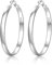 EXGOX Creolen Silber 925 für Damen 5mm Breite Creolen Silber 925 Groß Hypoallergene 14K Vergoldete Ohrringe Gold Creolen für Damen 30/40/50/60/70mm