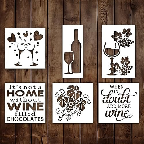 Weinreben-Schablone | Valentinstags-Bordüre, elegantes Getränk, Coctails, Reben-Multipack-Set, Schablonen zum Malen auf Holz, Glas, Wand, Stein, Stoff, Wänden, Leinwand, Glaswaren | Rankenschablone