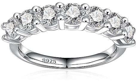 Yaresul Silber Ringe 925 Frauen 2.1 Karat Moissan Diamant Ring Half Eternity Ringe Dünner Hochzeitsringe Verlobungs Ring Damen Stapelbarer Ring D Farbe VVS1