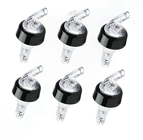 Chabrias Ltd 6 Pack 35ml Clear Measured Liquor Bottle Pourers UK Made – Quick Shot Spouts for Spirits, Wine, Cocktails, Home Bar & Kitchen Use