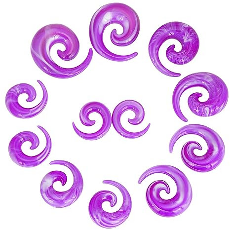 Longbeauty 6 Paare Acryl Tapers Dehnspirale Dehnschnecke Dehnstab Piercing Ohr Expander Kit 10MM-20MM, Lila, Stil A