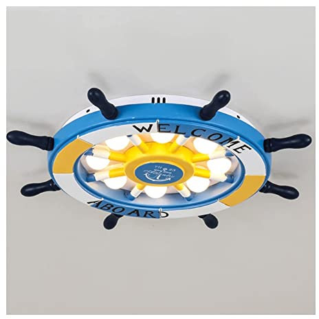 Moderne Deckenleuchte Deckenlampe Moderne Ruder Deckenleuchte Kinderzimmer Piraten Deckenlampe Ruder Sonnenschirm Nautischer Stil Deckennahe Leuchte for Jungenzimmer Kinderzimmer Kindergarten Wohnzimm