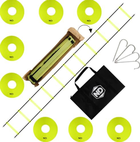 ND Speed Agility Training Football Exercise Ladder Kit With Drill Cones Pegs Yellow