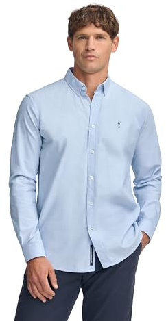 Polo Club Camicia Oxford Uomo con Logo Ricamato 100% Cotone, Sky Blue -M