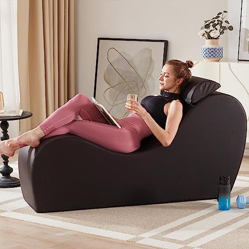 Iroomy Yoga-Chaiselongue-Sessel zum Dehnen und Entspannen, ergonomisch, S-gebogen, vollständig mit hochdichtem Schaumstoff gefüllt, Yoga-Stuhl für Innenbereich, Wohnzimmer, Schlafzimmer, Lounge,
