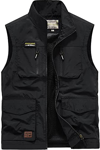 MeiLayM Herren Outdoor Weste mit Vielen Taschen Ärmellose Anglerweste Leicht Atmungsaktiv Ärmellose Jacke Jagd Fotografie Camping Sommer Multifunktionsweste Nylon Angeln Weste