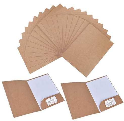 Präsentationsmappe a4 aus 350g/m² Kraftpapier Dokumentenmappe a4 Mappe mit Taschen a4 Papier Urkundenmappe a4 Sammelmappe a4 fur Buro Konferenz Business, 310 x 220mm (20, Braun)