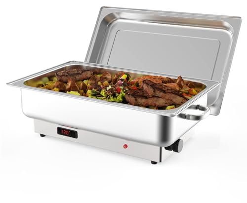9QT - Scaldavivande elettrico in acciaio inox, scaldavivande con display di controllo della temperatura, per feste, catering, festival