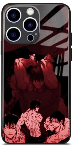 HWLHJJ Toji Fushiguro JJK Anime Fans' Favorite Phone Case, Premium Schwarzer Rahmen Silikon Manga Schutzhülle für iPhone 14