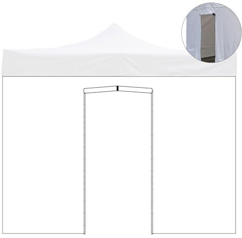 Lona lateral de 2 x 2 m blanca impermeable con puerta enrollable para carpa plegable