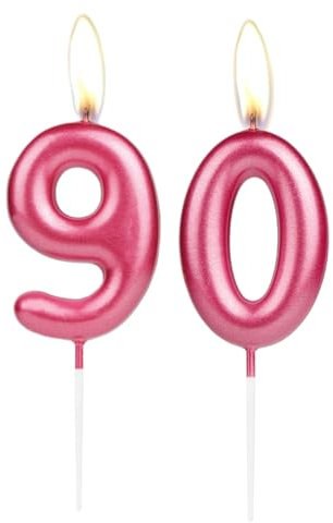 Sparkling Light Rose 90th Birthday Number Candle, Rose Number 90 Cake Candle, Birthday Cake Topper Cupcake Girl Boy, Wedding Anniversary Decoration