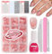 French False Nails Kit, 240Pcs Press On Nails with Stickers, False Nails With Glue Acrylic Fake Nails 12 Sizes Stick On Nails For Women French Tip Gift for Girls (Short Round)
