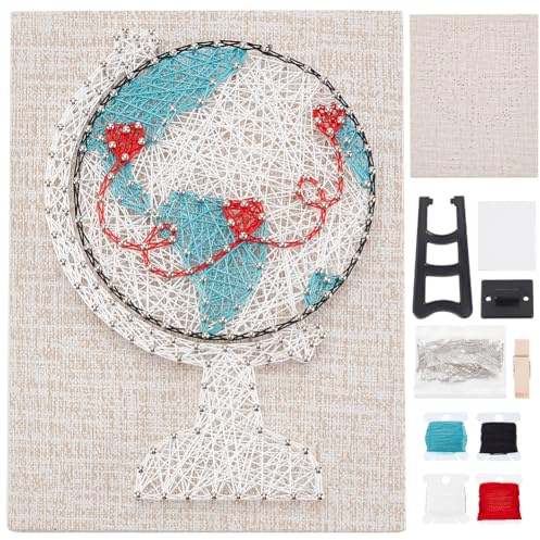 INFUNLY Kit de arte de cuerda de globo 3D para adultos, 8 x 6 pulgadas, fácil de hacer, kit de arte de cuerda de uñas para principiantes con instrucciones para decoración de pared del hogar,