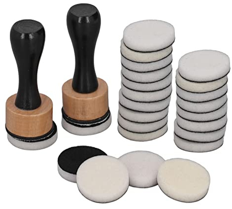 26 Packs Mini Round Ink Blending Tool with Foams Set, Include 2Pcs Round Alcohol Ink Mini Applicator Tools and 24 Pcs Replacement Foam Pads for Scrapbooking Craft Rubber Stamping