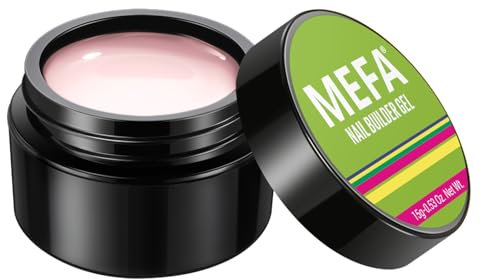 MEFA Aufbaugel für Gelnägel, Milky Rose Gel Nägel, UV Gel zur Nagelverlängerung und Modellage, Nagelfestigungsgel Nail Art Maniküre UV Builder Gel Nagelgel für Nagelstudio 15g