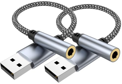 2Pack USB Audio Adapter, USB to 3.5mm TRRS Female Headset for PS4/PS5/Headphone/Mac/Linux/Laptop/Desktop/Docking Station