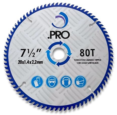 .PRO Lame de Scie Circulaire en Bois 190mm x 80 Dents x 20mm Alésage (Bague de réduction 16mm) Compatible avec Makita, Dewalt, Bosch, Milwaukee, Evolution