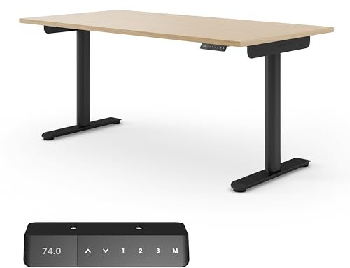 Ergotopia Desktopia One höhenverstellbarer Schreibtisch | elektrischer Schreibtisch höhenverstellbar | Bürotisch höhenverstellbar, Verstellbarer Tisch TÜV-geprüft, 7 Jahre Garantie 160x80 cm