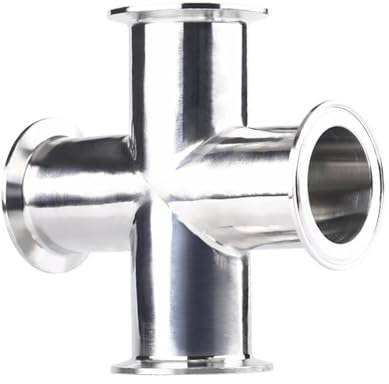 REIUAFWYGV 3/4 1” 2“ 3” 4” Pipe OD 19mm-108mm Stainless Steel SS304 4 Way Cross Fitting Tri Clamp Feerule OD 50.5-119mm(32mm x ferrule 50.5)
