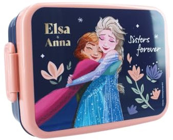My sweety pop – Caja de merienda de la Reine des Neiges – Caja de almuerzo para niños, guardería – Escuela – Vacaciones – Comida – 16 cm – Idea de regalo (Frozen – Azul/melocotón)