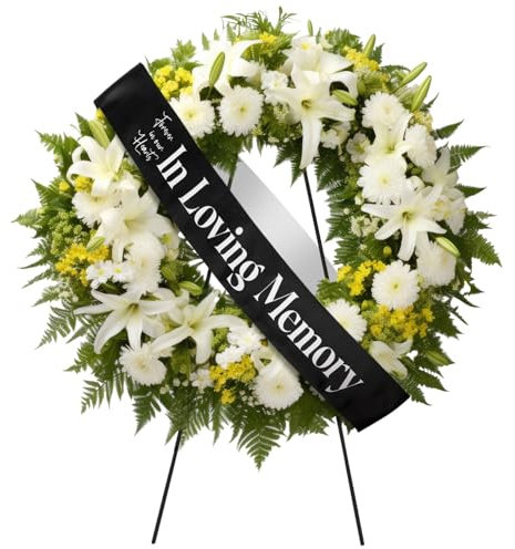 Fanfanwin Funeral Sash Memorial Wreath Sash Funeral Ribbon Celebration of Life Ribbon for Casket or Wreath Flowers Memorial Service Honor the Loved Ones Memory 58x4'' (Black,in Loving Memory)