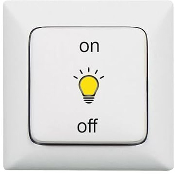 Symbol Aufkleber Licht on off, Abziehbild (RMP13/1) (gelb - schwarz auf transparenter Folie, 1,9 cm)