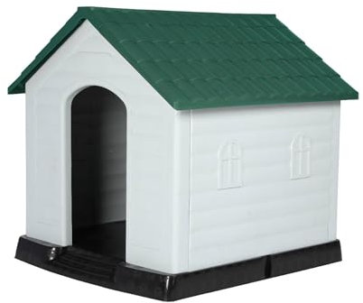 Well Home Hundehütte, weiß und schwarz, 107 x 97 x 111,7 cm, grünes Dach