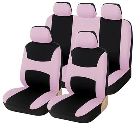 ATUMY Auto-Schonbezüge Universell passende Autositzbezüge, 9-teiliges Komplettschutzset, Airbag-kompatibel, Schwarz mit Rot Auto Sitzbezug(Pink Full Set)