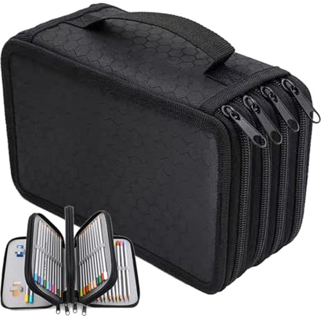 Cyancld Federmappe Groß, 72 Slots Federmäppchen für Erwachsene/Schule Studenten, Stifte Mäppchen Groß mit Fächern, Arbeit, Office Pen Organizer Holder Schulmaterial (Schwarz)