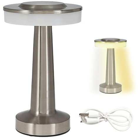 LED Tischleuchte 'Lille' | silber 24LEDs 12x21cm kalt-/warm-/reinweiss Eisen | Touchfunktion USB | stufenlos dimmbar 20 Lumen (1 x LED Tischleuchte 'Lille' silber)