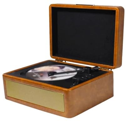 -Platten -Player mit Lautsprechern, CD -Player Multifunktionaler Tabletttyp BT -Kassette -Player -Player -Turntables High Fidelity Sound Quality USB -Laufwerkswiedergabe (Brown)