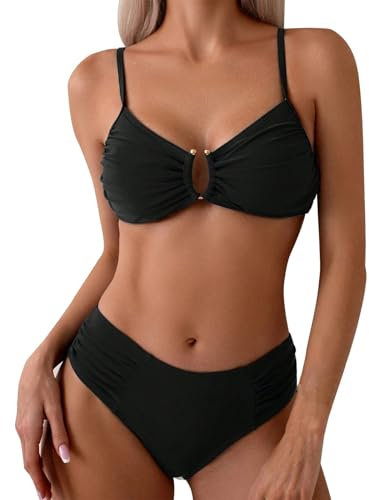Costume Bagno Taglie Forti Costume Donna Modellante Bikini Verde Leopardato Modellante Snellente Contenitivo Taglie Forti a Vita Alta Super Push Up Piscina con Sostegno Seno Copri Pancia