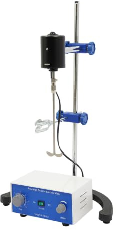 60W Elektrischer Überkopfmischer mit Doppelblatt-Rührstab, 0-2800rpm Einstellbare Geschwindigkeit Overhead Rührermischer Labormischer Rührer, Laborrührermischer Überlastschutz Labor Rührgerät