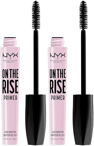 NYX Professional Makeup On The Rise Lash Booster, Kann über oder als Primer unter der Mascara angewendet werden, Pusht und verlängert die Wimpern, Mit Rizinusöl, Vegane Formel, Grau, 10 ml