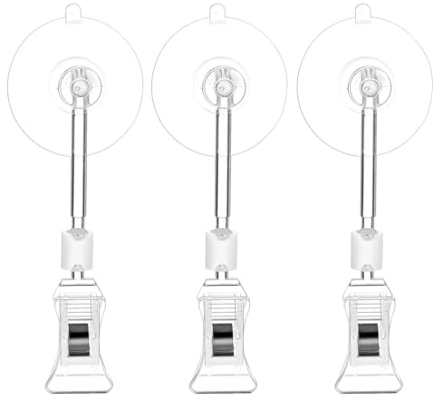 Saugnapf Aquarienclips 3 Stück mit Klemmen für Glas | PVC und Ps Ausführung, 360° Drehbar, Faltbare Clips, für Heizungen, Schläuche, Aquariumpflege