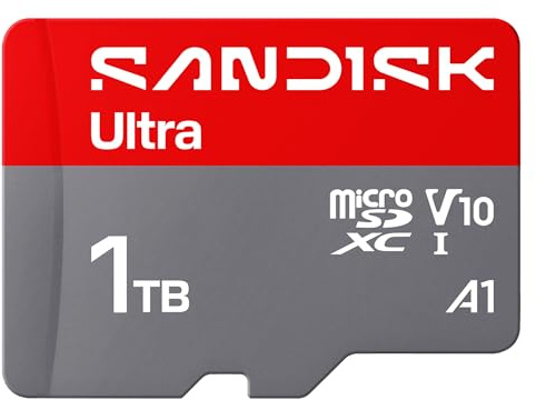 SANDISK Ultra scheda microSDXC 1 TB UHS-I + SD Adapter (velocità di lettura fino a 145 MB/s, video Full HD video, V10, U1, C10, A1) Per gli smartphone, i tablet, le fotocamere e i laptop Android.
