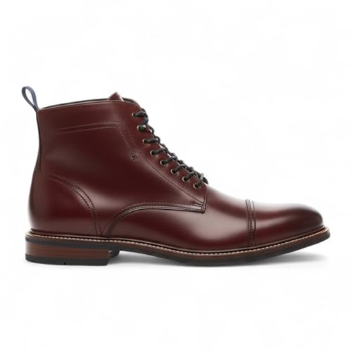Infinity Leather Stivaletti Alti alla Caviglia in Pelle Bordeaux Balmoral Billy Capped da Uomo di Antique Rogue