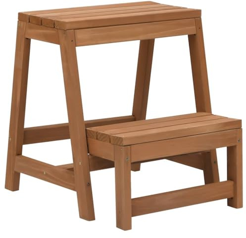 Ziaphsol Taburete plegable de madera maciza de abeto con escalón oculto, 39 x 38 x 45 cm, plegable como reposapiés, taburete de escalera y ayuda para escaleras para cocina y hogar