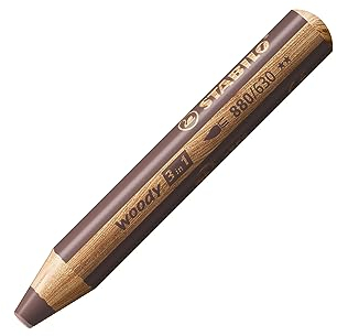 STABILO - Buntstift, Wasserfarbe & Wachsmalkreide - woody 3 in 1 - Einzelstift - braun