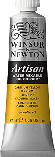 Winsor & Newton Huile Diluable à l’eau Artisan - Couleurs à l'huile Pour les Arts Plastiques - Sans Solvants, Se Diluer à l’eau, Tube de 37ML, Couleur Jaune de Cadmium Moyen