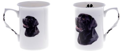 (BB38) Set of 2 Bone China BEAKERS/Mugs Black Labrador Dog Presentation Gift Boxed- Lovely Gift, Kirsty Jayne China, Hand Decorated