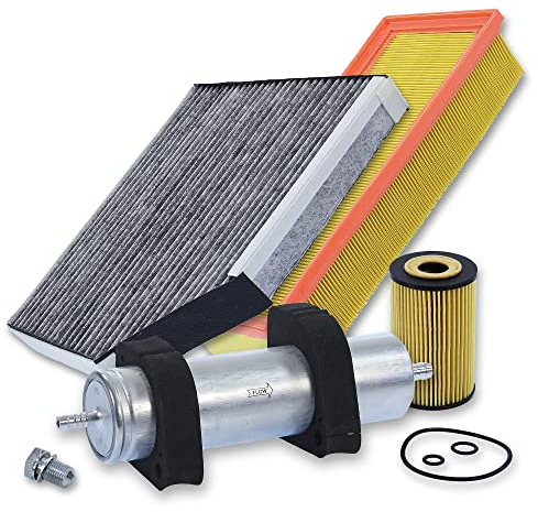 BESTPRICE Inspektionspaket Filterset 1x Ölfilter, 1x Luftfilter, 1x Innenraumfilter (Pollenfilter), 1x Kraftstofffilter, Kompatibel mit AUDI A4, A5, Q5