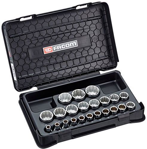 FACOM - Coffret à Douilles 1/2 - S400B - Kit 22 Pièces 12 Pans Métriques de 8 à 32 mm - Robuste et Résistant - Embouts pour Clé - Malette de Rangement et Transport - Outillage à Main