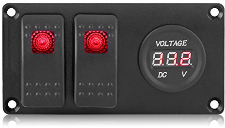 Keenso 12-24 V 2 Gang LED Rosso Interruttore a bilanciere Pannello interruttori, LED Luce Bar Pannello Impermeabile Design Professionale per Auto Barca