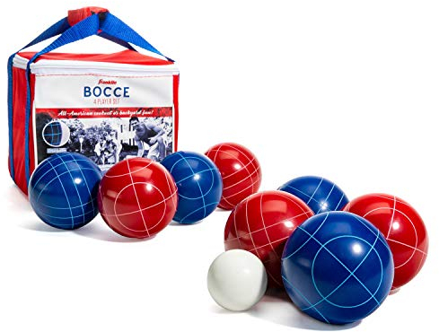 Franklin Sports Bocce Ball Set - 8 All Weather 90mm Bocce Balls, 1 Pallino and Carrying Case - Beach, Backyard Lawn or Outdoor Party Game - American Set