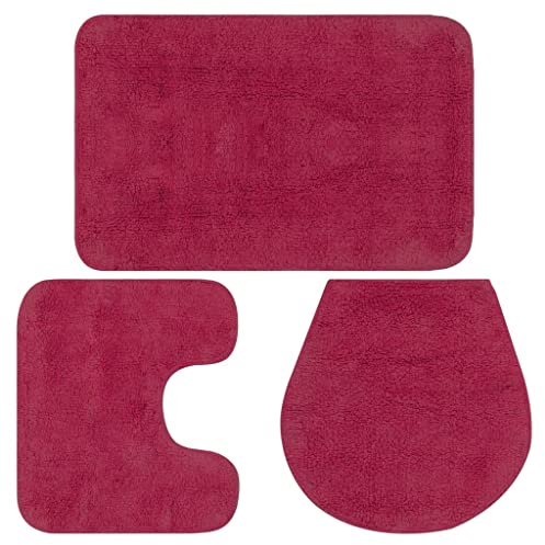 vidaXL Badematte 3-TLG. Fuchsia Badteppich Badvorleger Deckelbezug Badezimmer