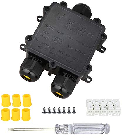 Outdoor Junction Box Waterproof IP68 Larger 3 Way Plug Line External Electrical Junction Box M25 Coaxial Cable Connector Wire Range Ø4-14mm (Pack of 1)